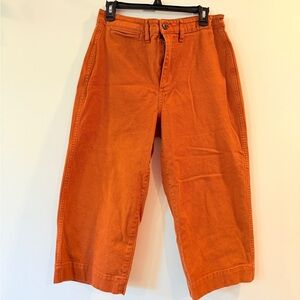 Madewell Curvy Slim Emmett wide leg crop 3 pocket stretch burnt orange jeans 29P